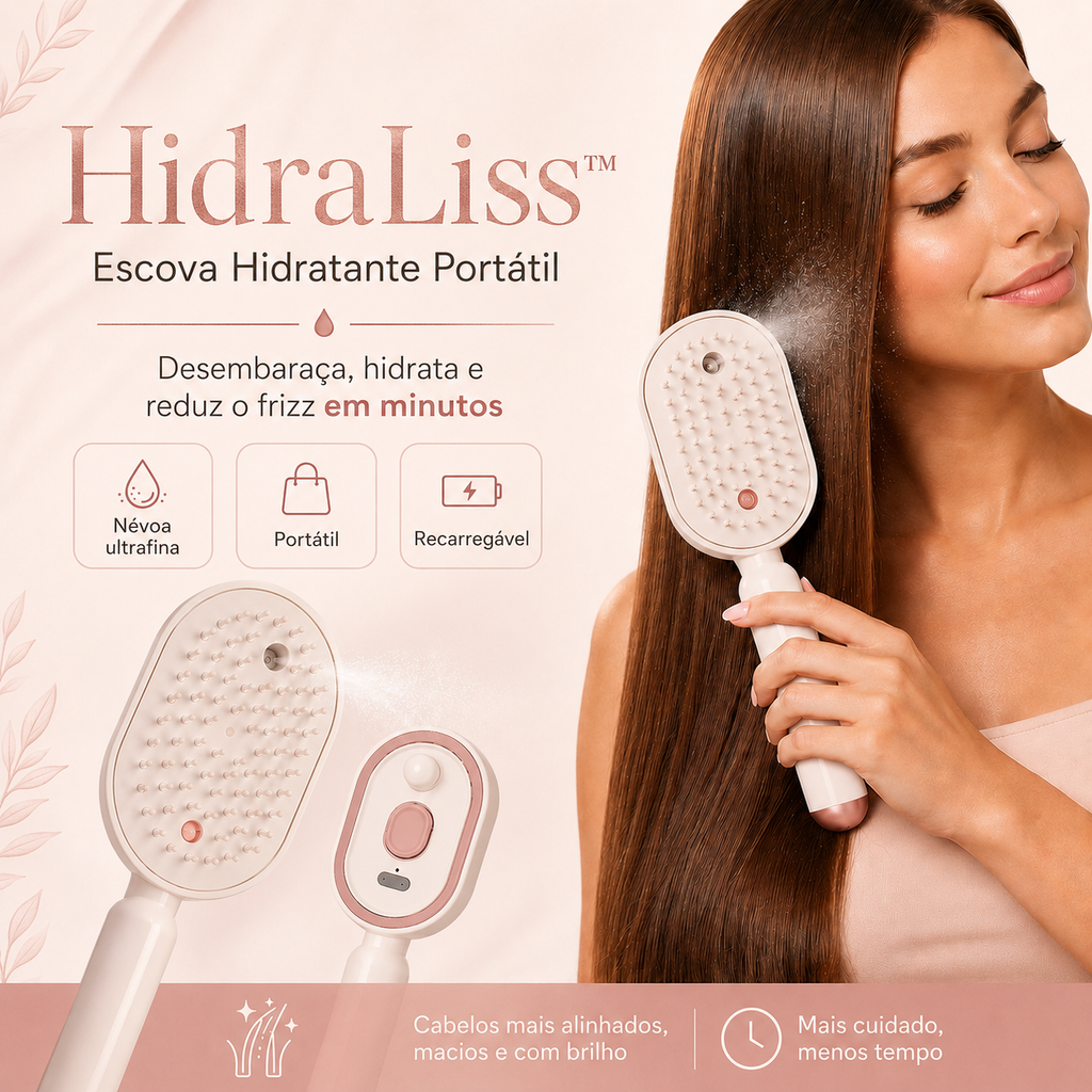 HidraLiss Escova Hidratante Portátil + Frete Grátis