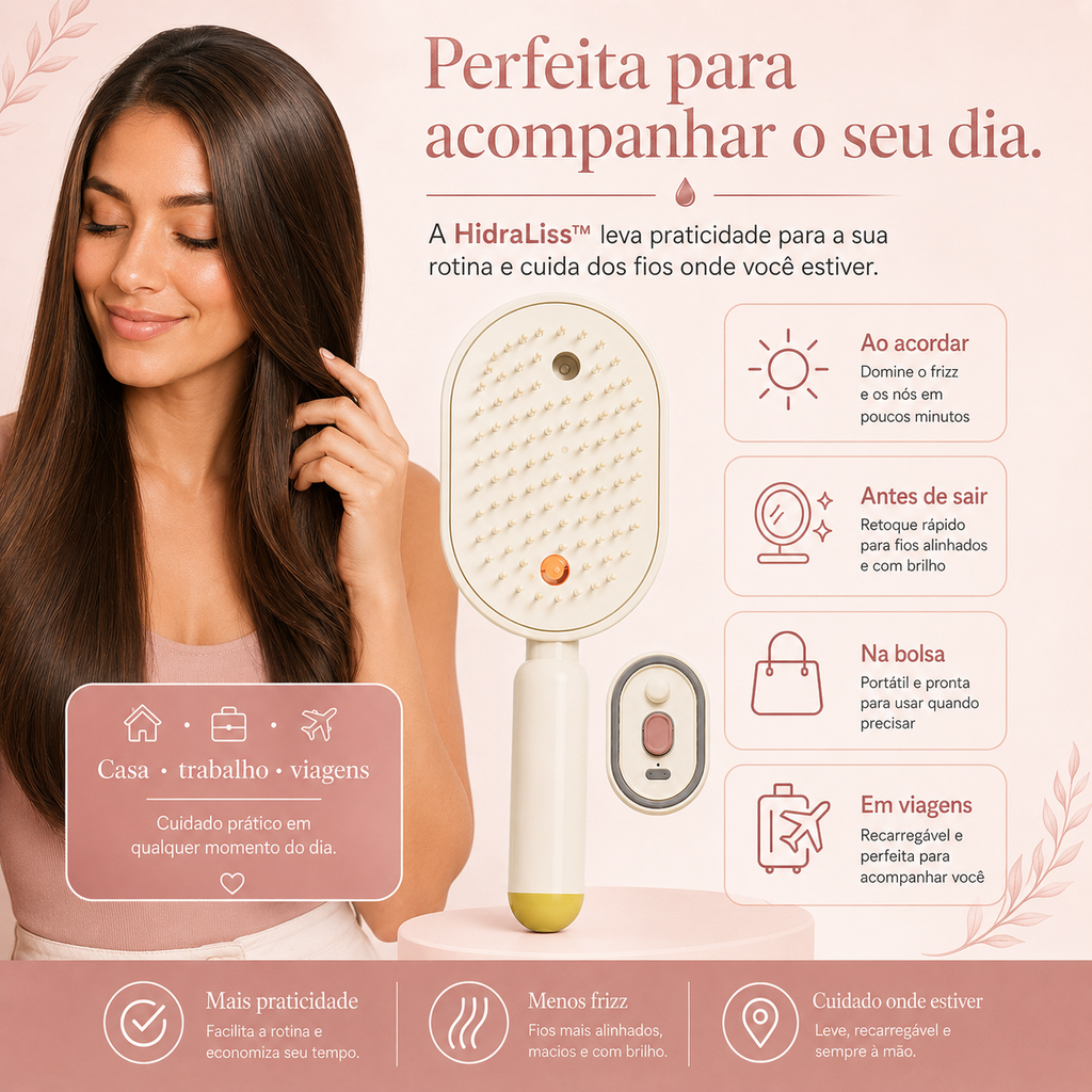 HidraLiss Escova Hidratante Portátil + Frete Grátis